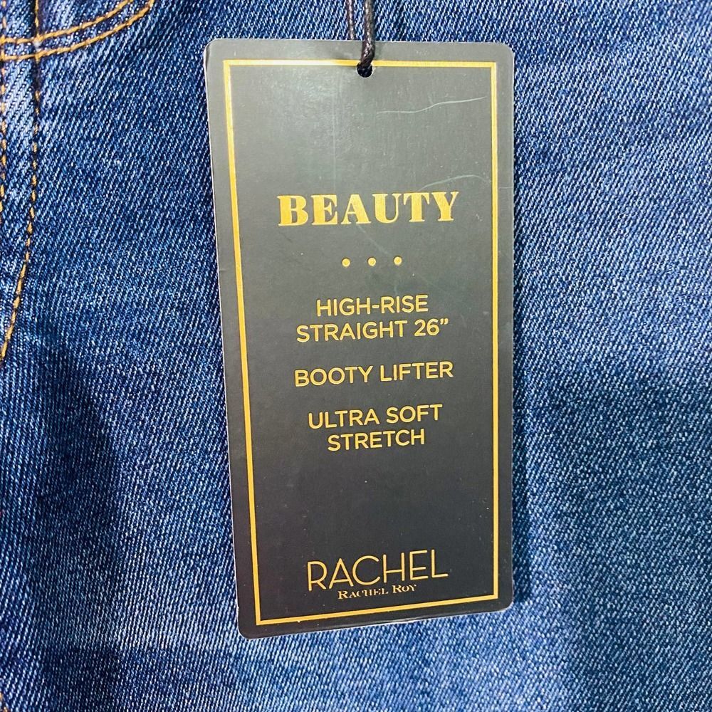 Rachel Roy Women's High-Rise Straight Leg Blue Jeans Size 4/27 - Picture 4 of 7
